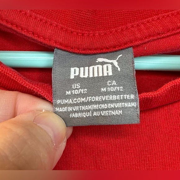 Puma logo red short sleeve shirt‎ boys 10/12 - Picture 5 of 8